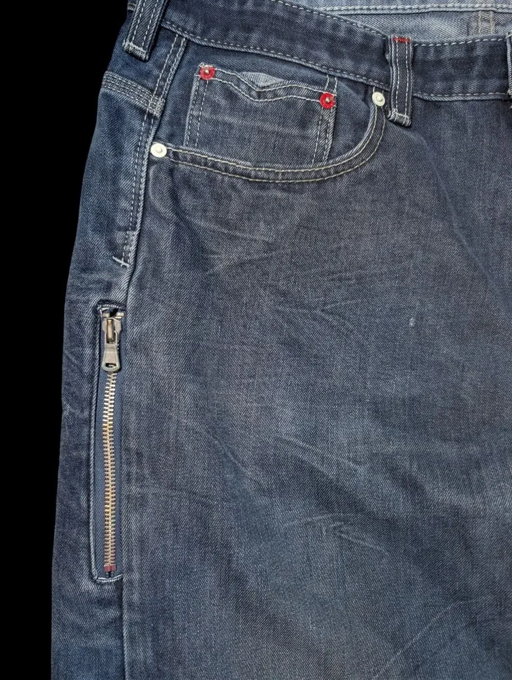 LEVI'S 569 Mens Jeans 38x31 Dark Wash Loose Straight Rare Side Zip Pocket Y2K